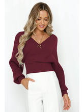 ZAFUL Pull court tricoté à col en V pour femme